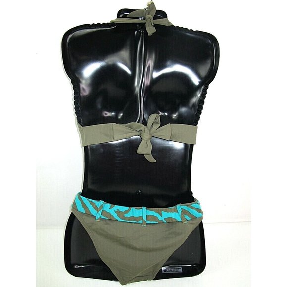 VS Victoria's Secret Bikini Set Army Green Camo Belt Size Small EUC Sexy Fun - Picture 4 of 6